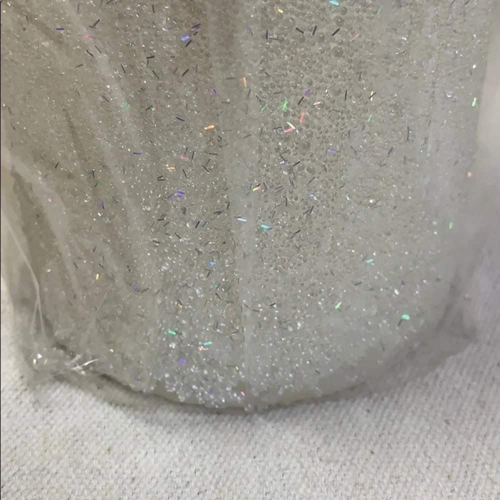 Pottery Barn 4”x8” glittery Sparkle Beaded Candle
